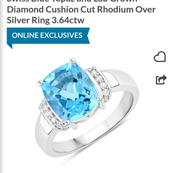 Beautiful Genuine Sky Blue Topaz & Diamond Ring Size 9! - Picture 7 of 7